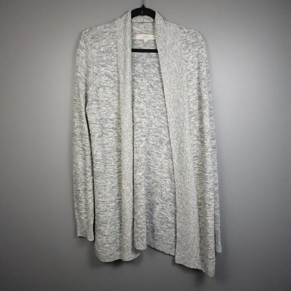 Loft Womens Long Sleeve Blue Metallic Grey Open Front Knit Cardigan Size Large - Picture 7 of 10